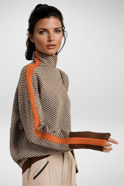 AMELIA™ | SUÉTER DE CUELLO ALTO CON RAYAS CONTRASTES