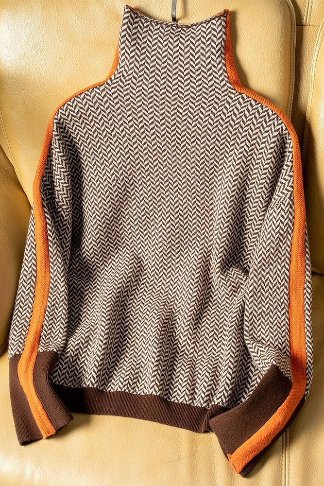 AMELIA™ | SUÉTER DE CUELLO ALTO CON RAYAS CONTRASTES