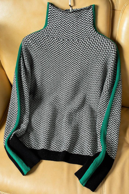 AMELIA™ | SUÉTER DE CUELLO ALTO CON RAYAS CONTRASTES